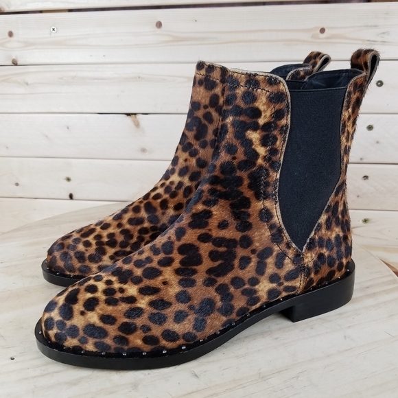 Rebecca Minkoff Sabeen Too 6 US Chelsea Booties Leopard Print Cow Fur Boots NEW - Picture 7 of 12